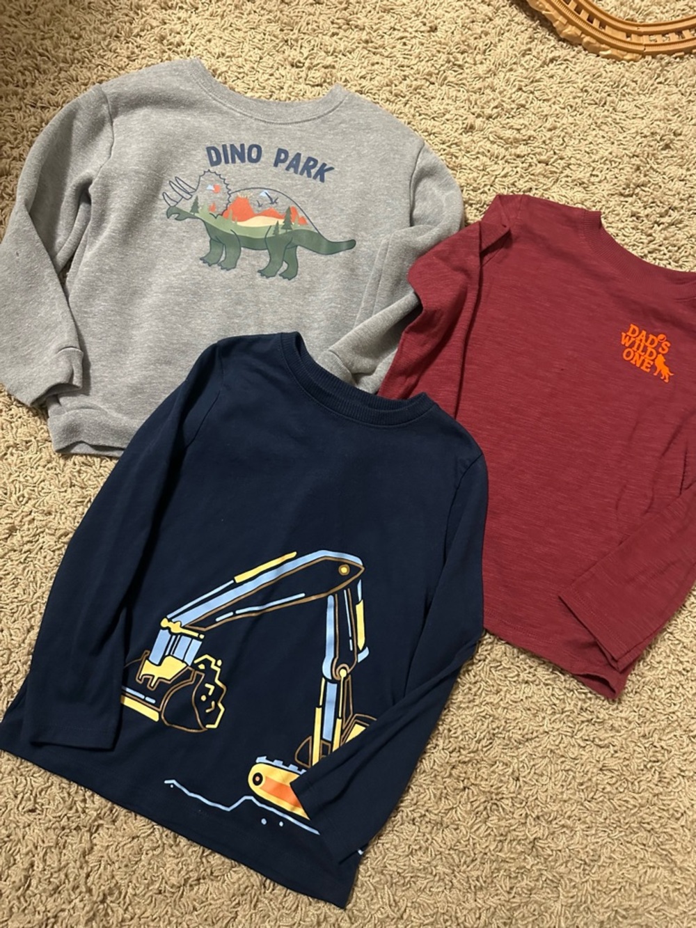 Garanimals Navy Long-Sleeve Tee with Yellow Excavator Graphic